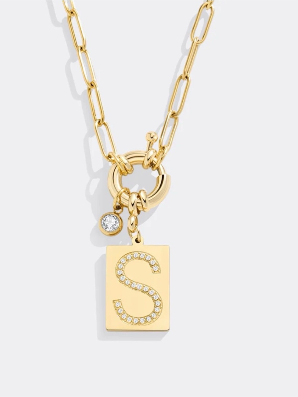 Mint&Lily Gold Initial 'S' Pendant Necklace with Crystal Accent - Women Jewelry